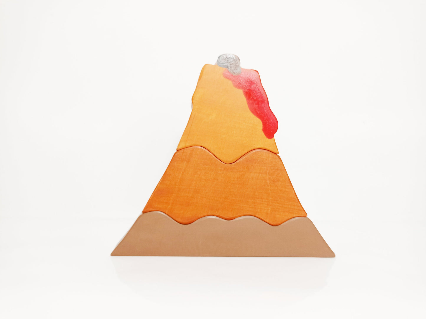 Volcano wooden stacker toy, stacking volcano, waldorf inspired toys, open ended play, stacking wooden toy, wooden volcano play set