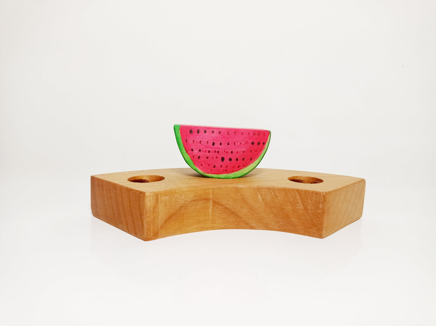 Watermelon celebration ring ornament, birthday ring decoration, waldorf inspired birthday decor, waldorf wooden wreath, seasonal table decor