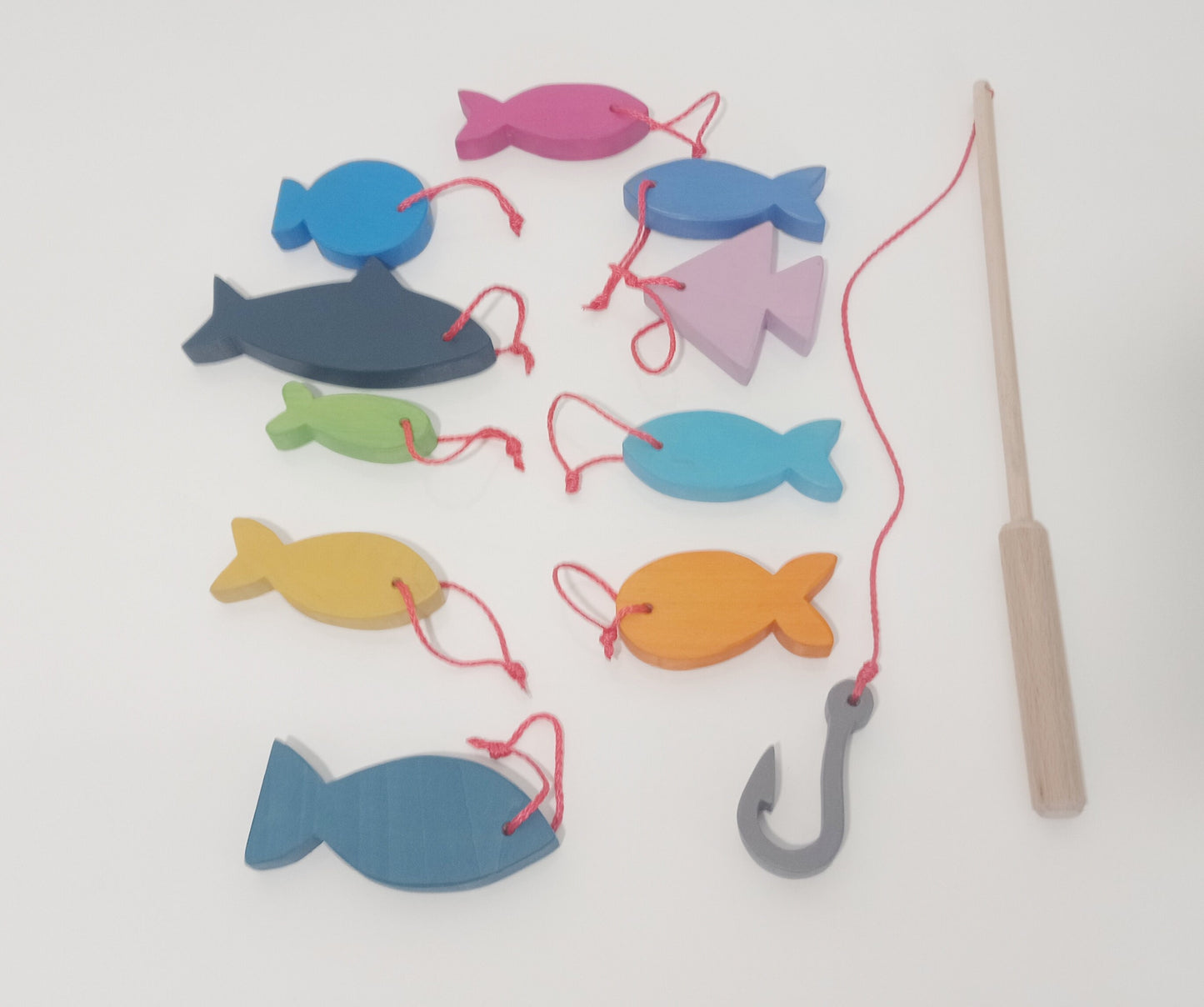 Wooden fishing set, fishing wooden toy, wooden fish toys, waldorf inspired, montessori, gift for kids, toddler wooden toy, christmas gift