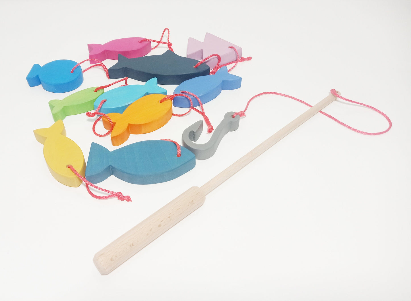 Wooden fishing set, fishing wooden toy, wooden fish toys, waldorf inspired, montessori, gift for kids, toddler wooden toy, christmas gift