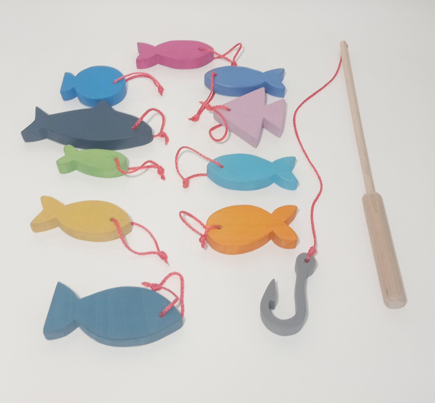 Wooden fishing set, fishing wooden toy, wooden fish toys, waldorf inspired, montessori, gift for kids, toddler wooden toy, christmas gift