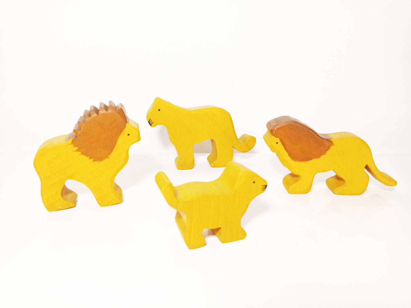 Wooden lion family toy set, wooden lions, lions waldorf inspired toy set, gift for kids, open ended play set, nursery decor, christmas gift