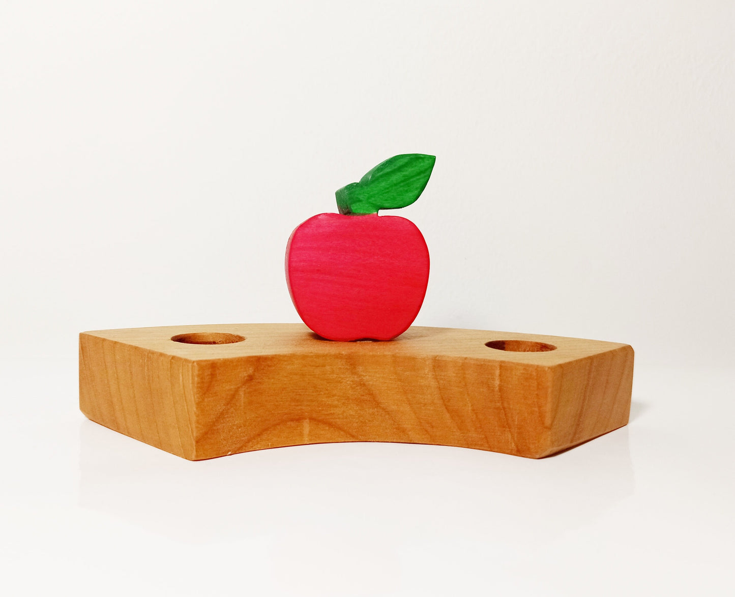 Apple celebration birthday ring ornament, waldorf ring ornament fruit, wooden ring decor, waldorf wooden ring, seasonal nature table decor