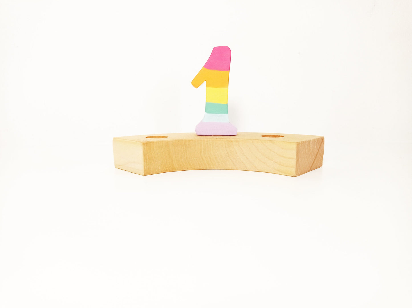 Pastel rainbow number 1 celebrationn birthday ring ornament, waldorf inspired birthday wreath decoration, number one waldorf ring ornament