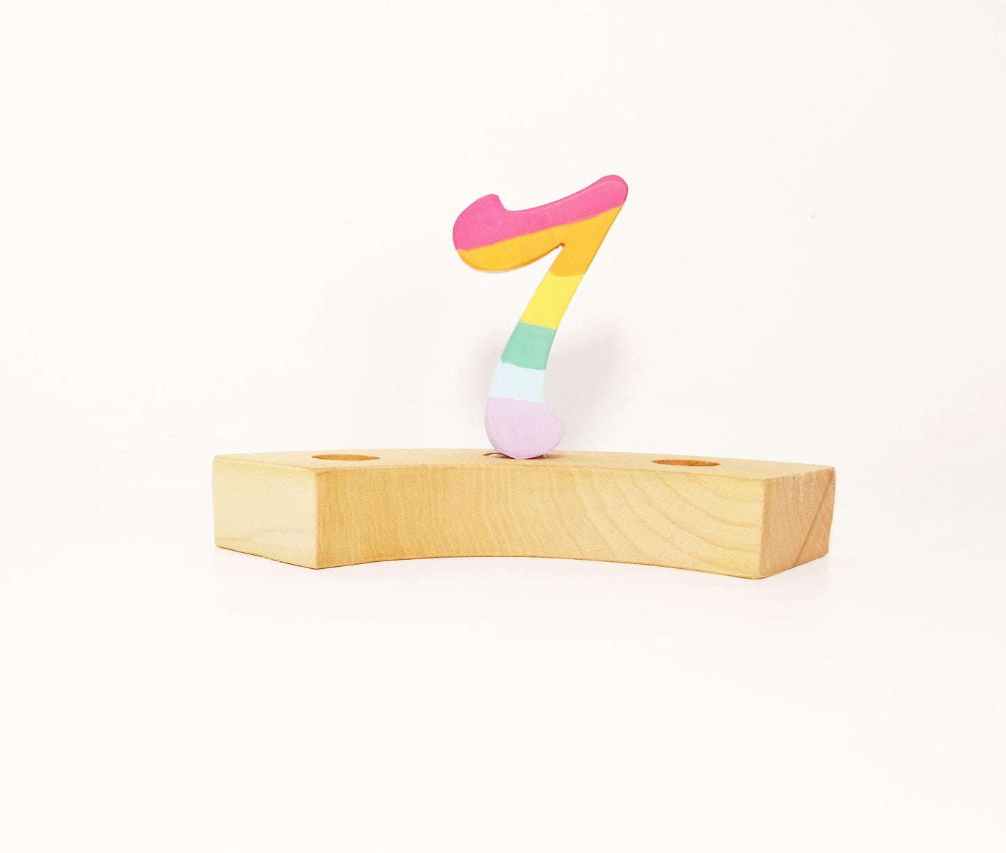 Waldorf celebration ring ornament number seven, pastel rainbow number 7 birthday ring wreath ornament, jaar ring, seasonal table decor