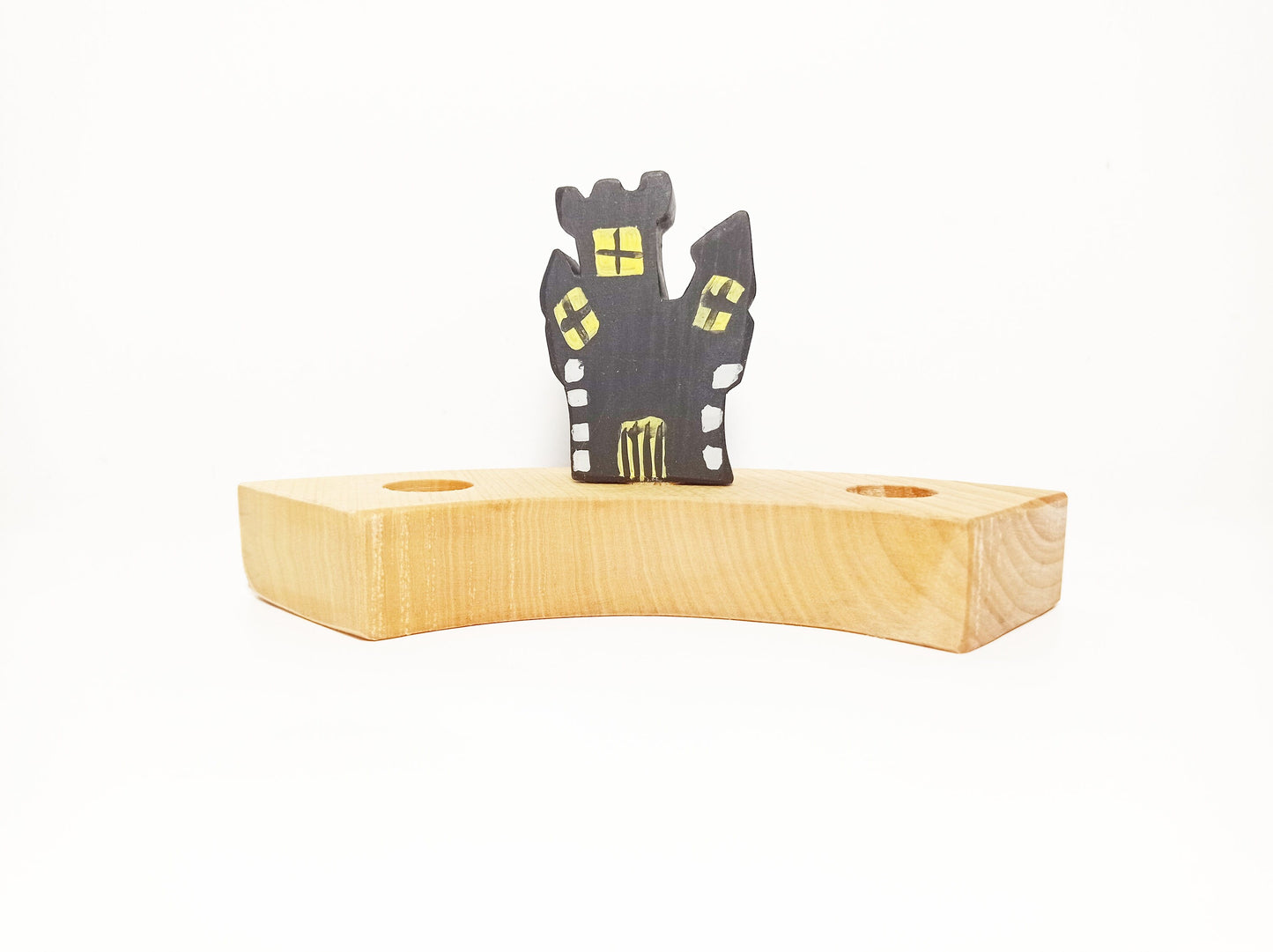 Haunted castle waldorf celebration ring ornament, birthday ring decoratio halloween witch castle, seasonal table halloween decoration