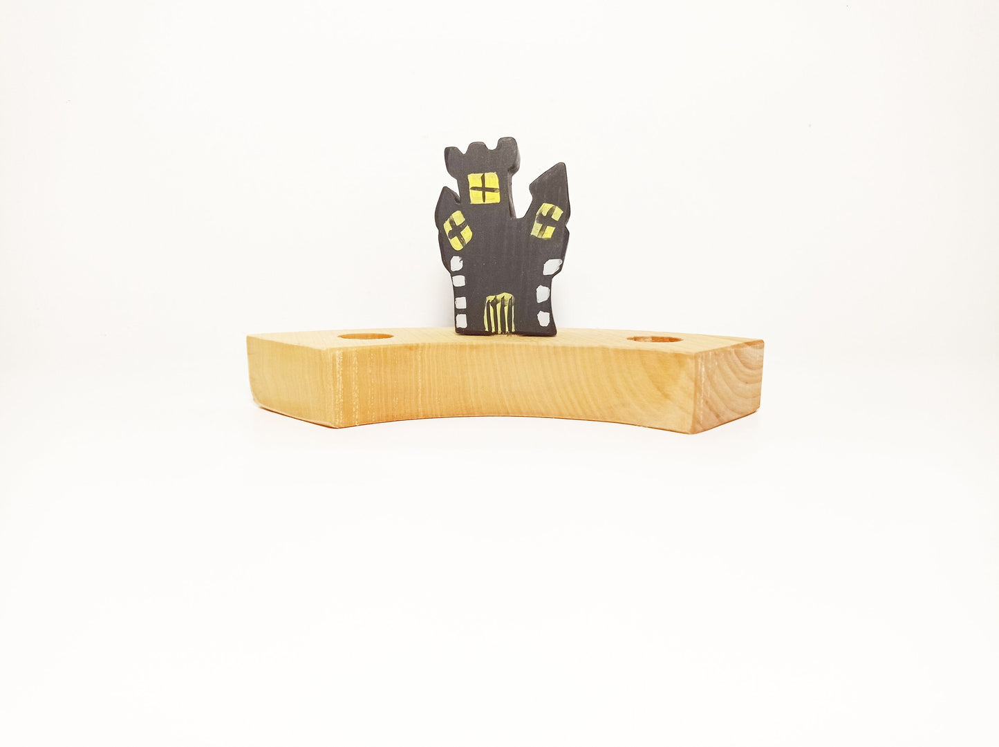 Haunted castle waldorf celebration ring ornament, birthday ring decoratio halloween witch castle, seasonal table halloween decoration