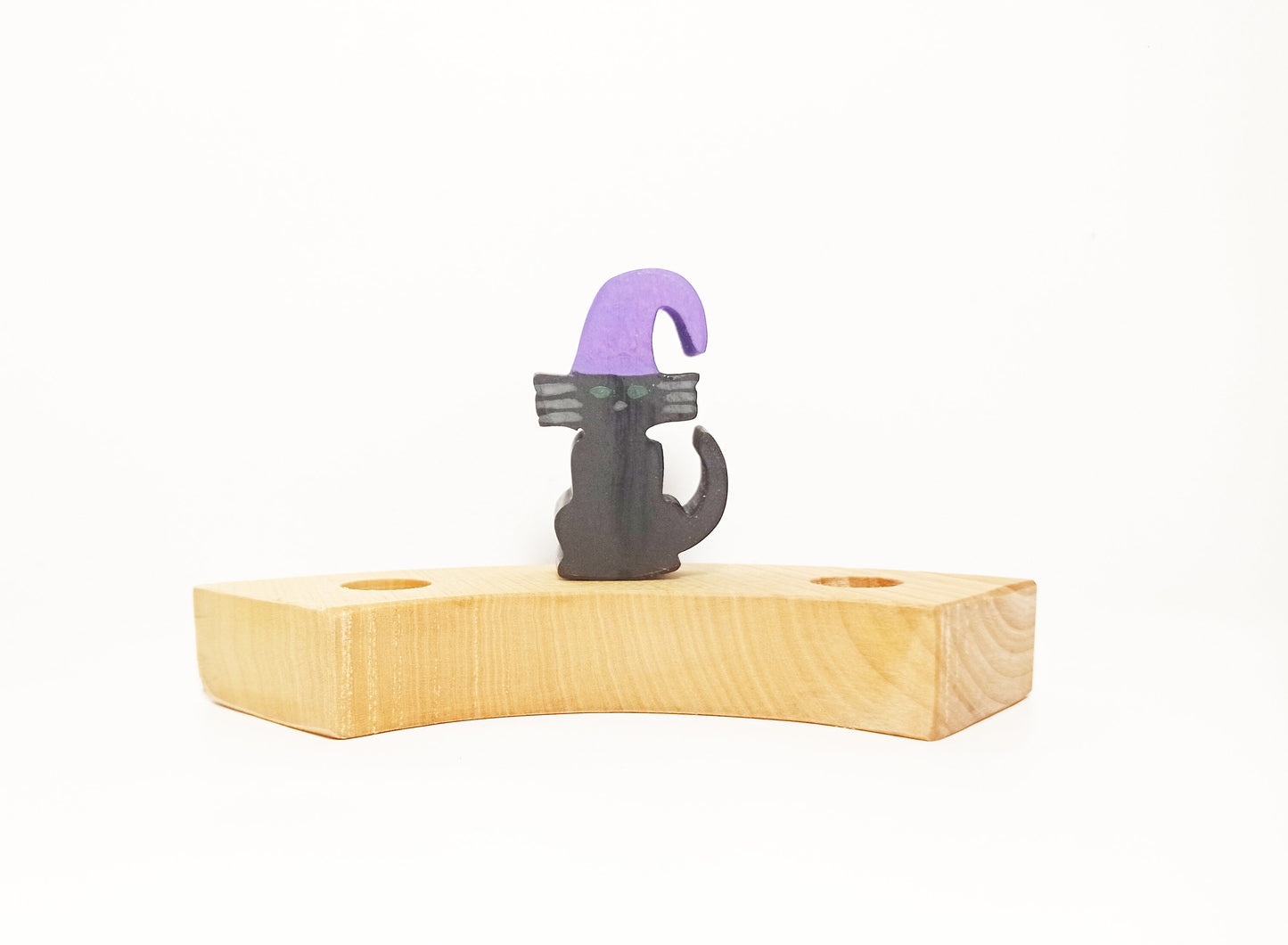 Witch cat waldorf celebration ring ornament, waldorf halloween ring ornament, brithday ring decoration, waldorf inspired seasonal table