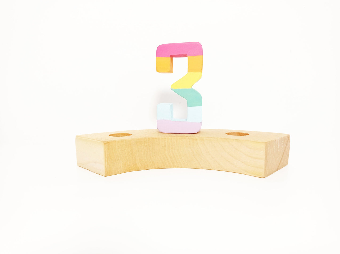 Waldorf pastel number 3 celebration ring ornament, birthday ring number 3 decoration, seasonal table decoration, jaar ring,