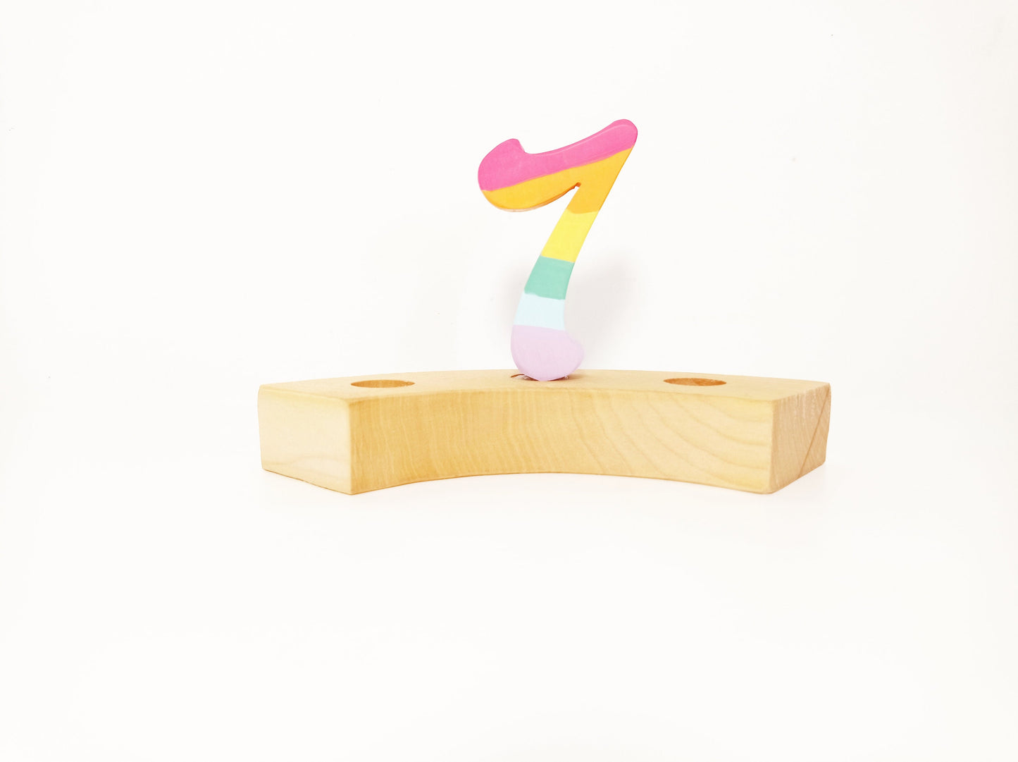 Waldorf celebration ring ornament number seven, pastel rainbow number 7 birthday ring wreath ornament, jaar ring, seasonal table decor