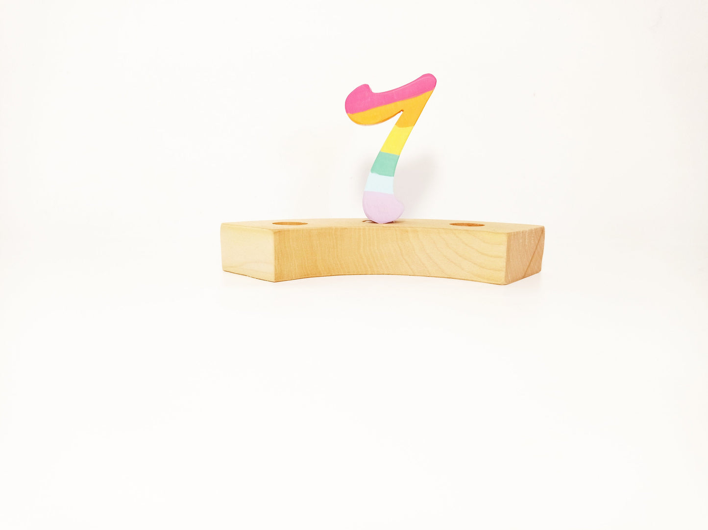 Waldorf celebration ring ornament number seven, pastel rainbow number 7 birthday ring wreath ornament, jaar ring, seasonal table decor