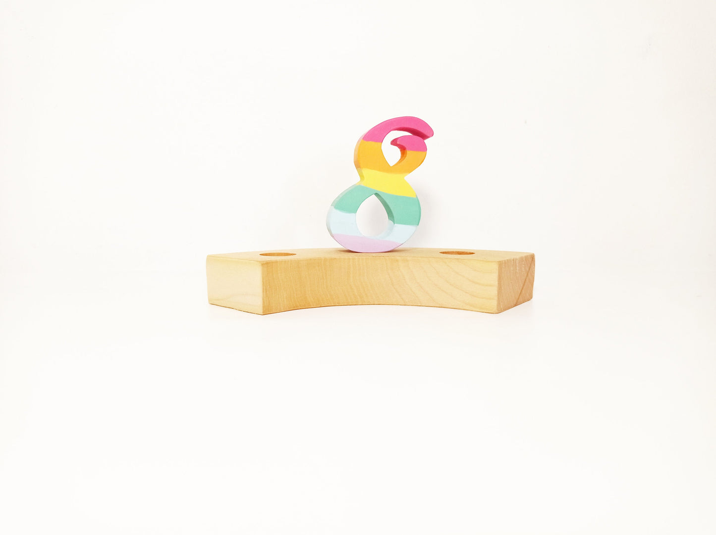 Pastel rainbow number eight celebration ring ornament, waldorf birthday ring wreath decor number 8, seasonal table decoration, jaar ring