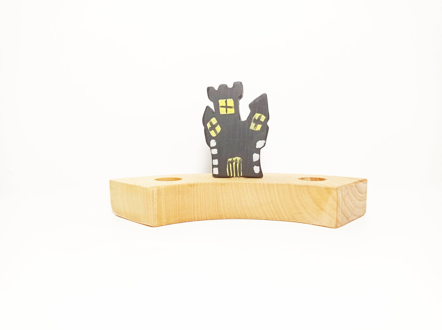 Haunted castle waldorf celebration ring ornament, birthday ring decoratio halloween witch castle, seasonal table halloween decoration