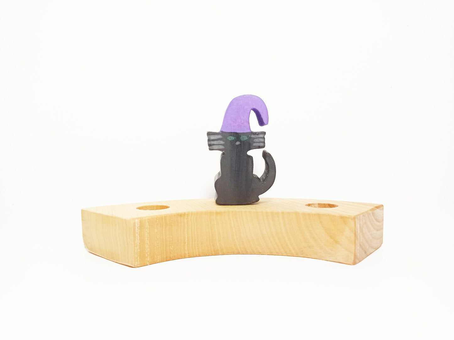 Witch cat waldorf celebration ring ornament, waldorf halloween ring ornament, brithday ring decoration, waldorf inspired seasonal table