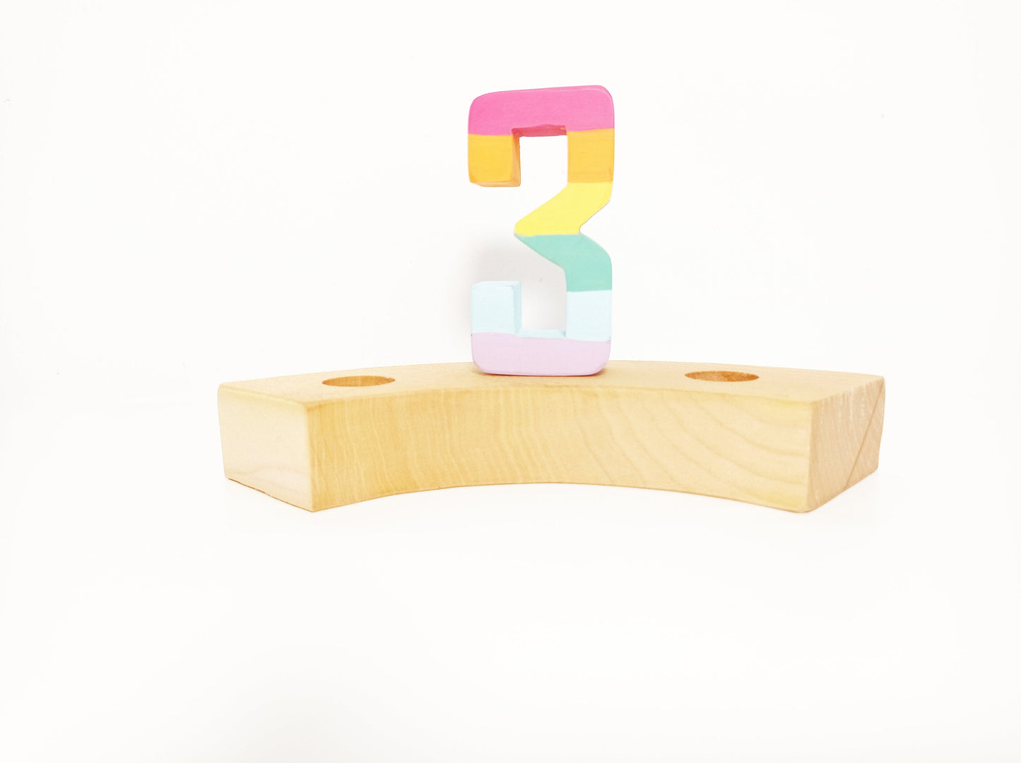 Waldorf pastel number 3 celebration ring ornament, birthday ring number 3 decoration, seasonal table decoration, jaar ring,