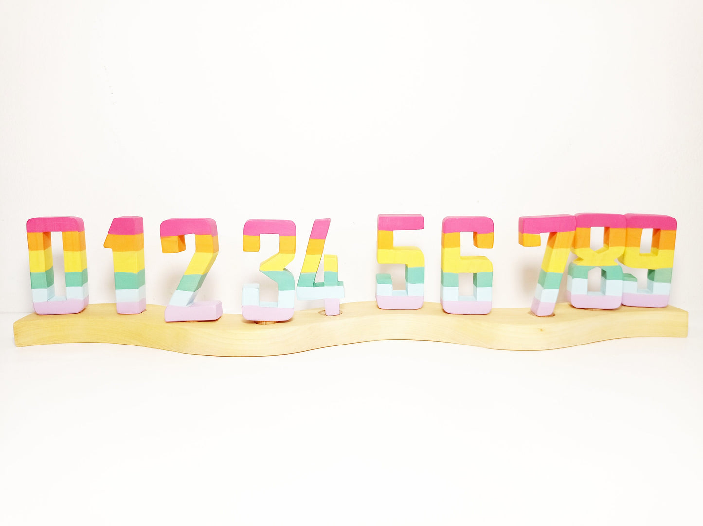 Waldorf celebration ring ornament numbers set, 10 waldorf pastel rainbow numbers, seasonal table decor, waldorf birthday ring ornament set