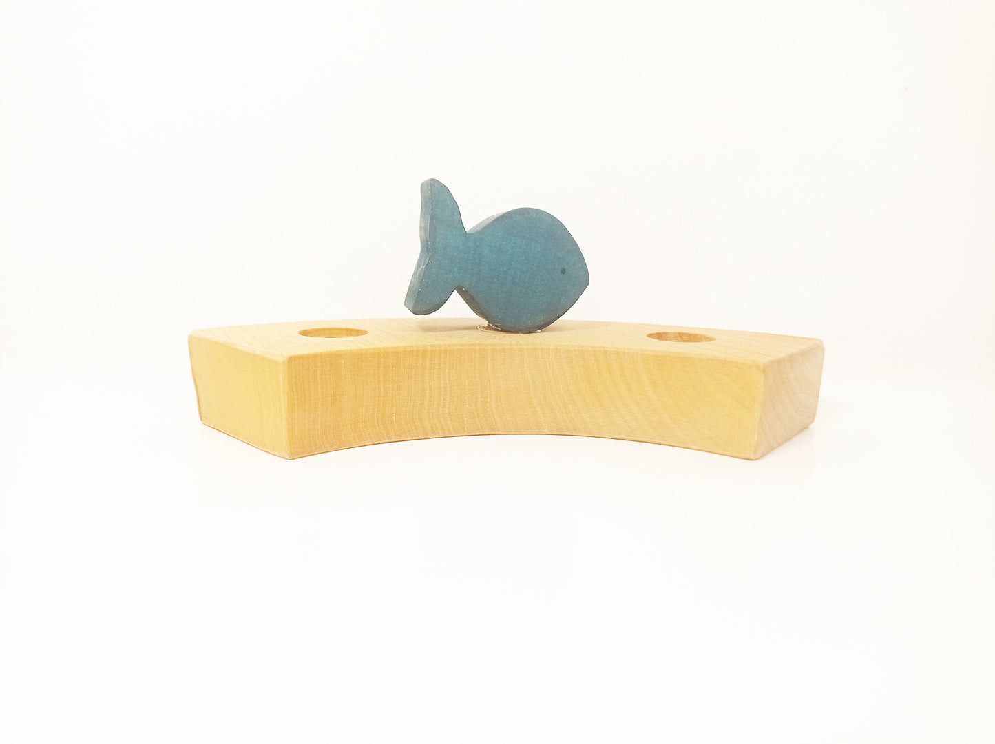Green fish celebration ring ornament, waldorf birthday celebration ornament, seasonal table decoration, waldorf wooden fish ornament