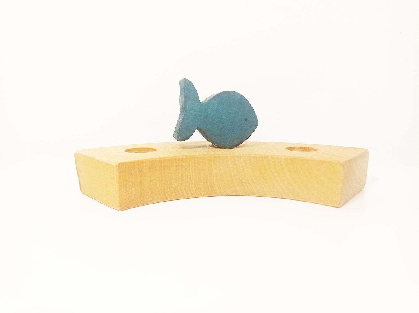 Green fish celebration ring ornament, waldorf birthday celebration ornament, seasonal table decoration, waldorf wooden fish ornament
