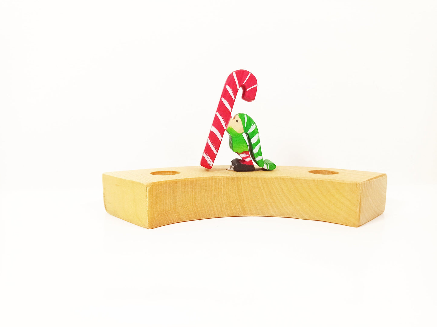 Christmas elf with candy cane celebration ring ornament, waldorf birthday ring decoration, seasonal table decor, waldorf inspired ornaments