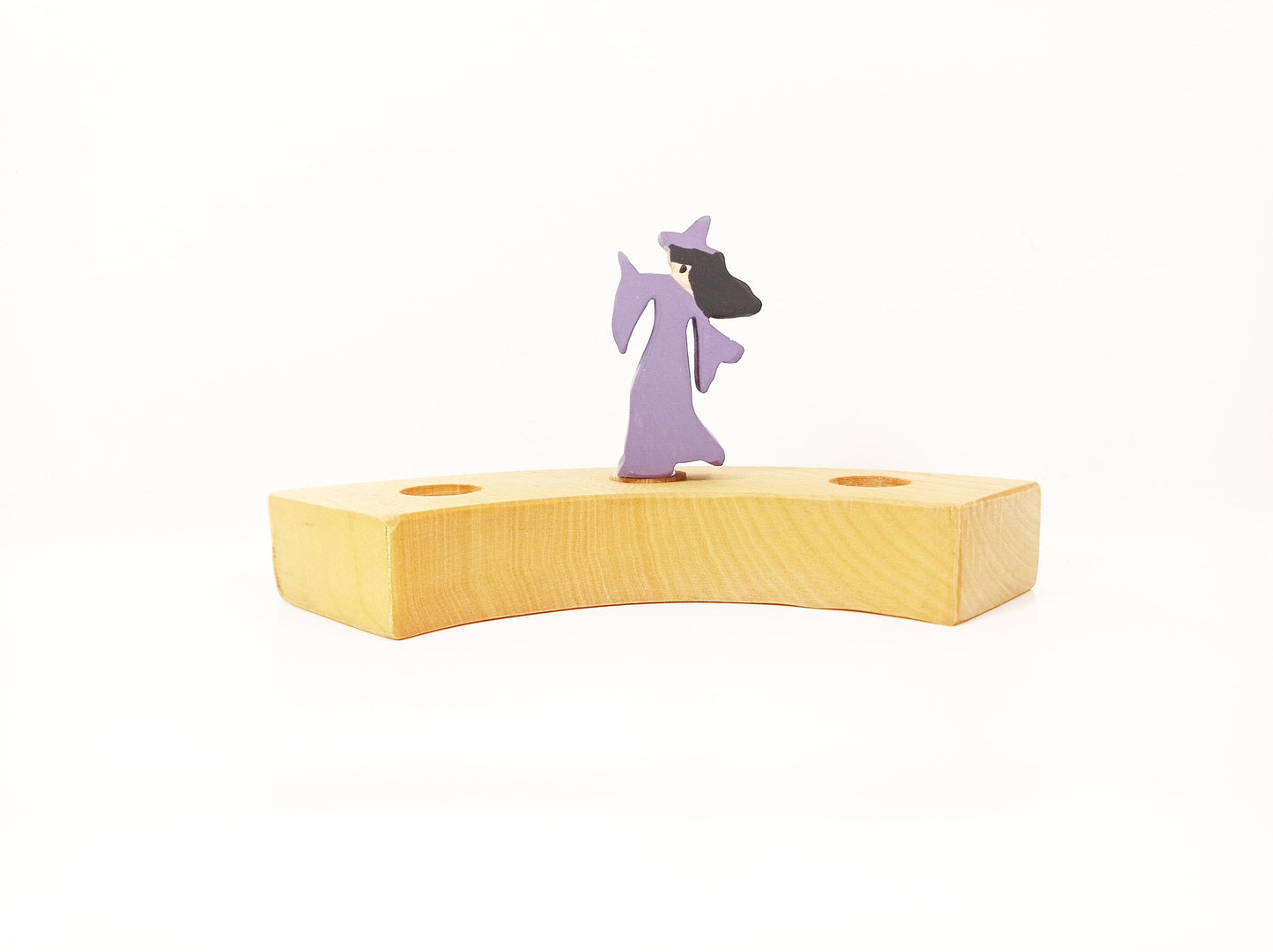 Eco-friendly wooden witch ornament for seasonal décor