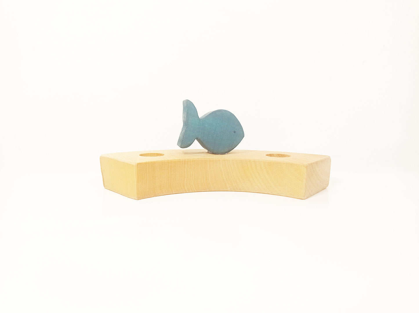 Green fish celebration ring ornament, waldorf birthday celebration ornament, seasonal table decoration, waldorf wooden fish ornament