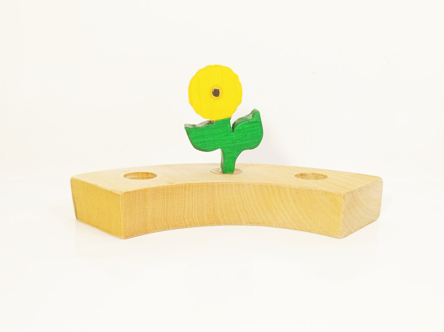 Sunflower with leafs celebration ring ornament, sunflower birthday ring decoration, waldorf wooden ring ornament, seasonal table decoration