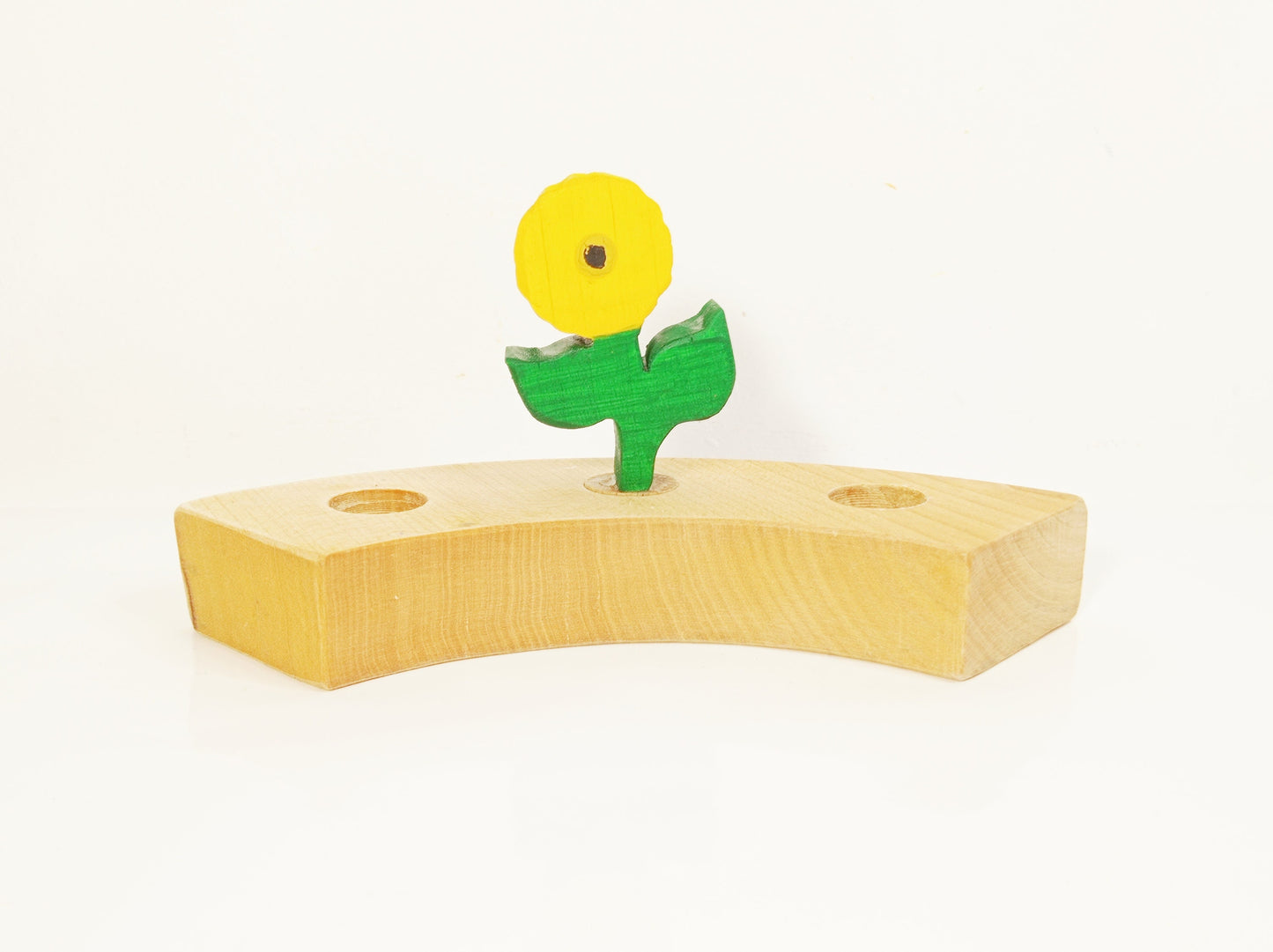 Sunflower with leafs celebration ring ornament, sunflower birthday ring decoration, waldorf wooden ring ornament, seasonal table decoration