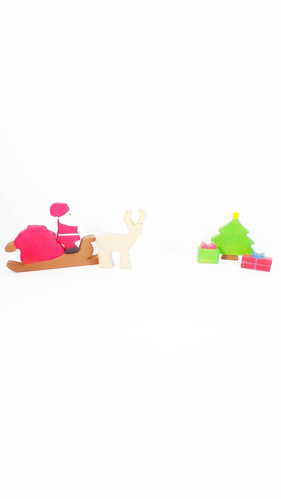 Santa sleigh with christmas tree and gifts, wooden santa toy, waldorf christmas toy set, wooden christmas decoration, santa decor, christmas