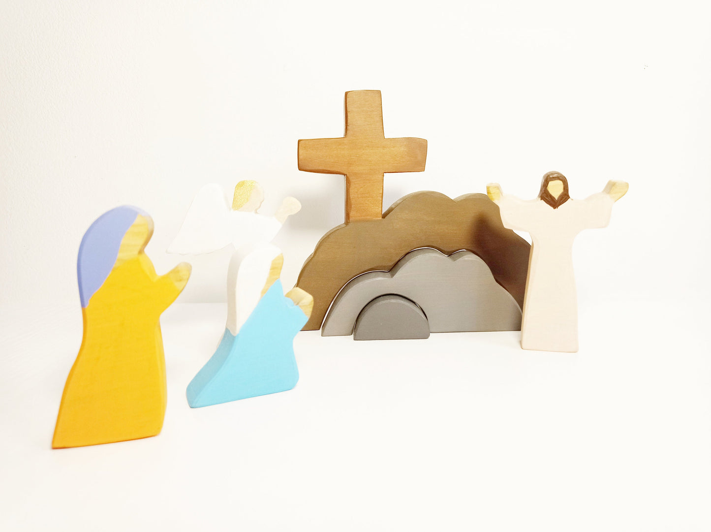 Easter nativity scene, resurrection scene, christian decor, easter wooden decoration, religious easter home decor, jesus risen home decor