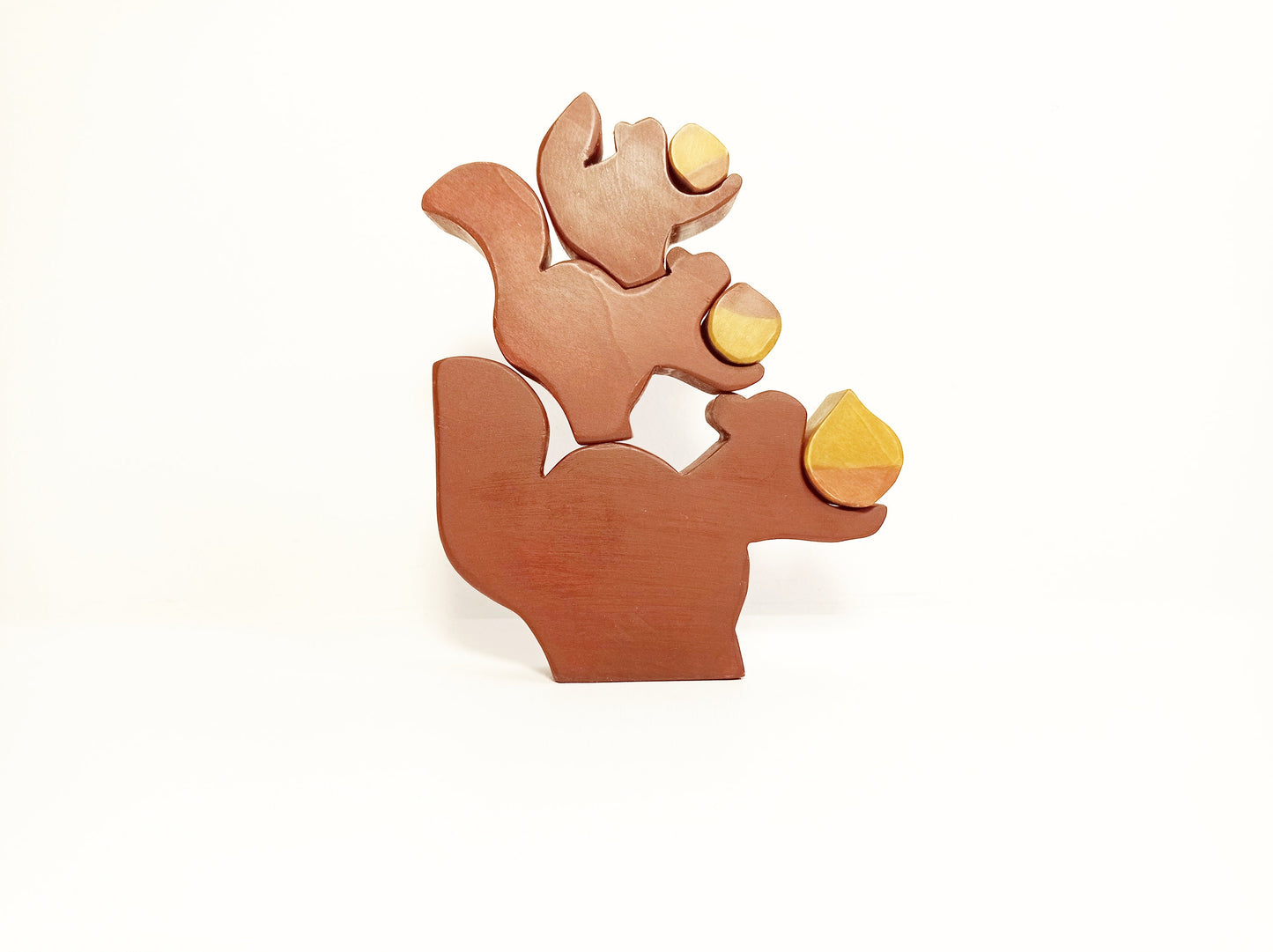 Wooden stacking squirrel toy, waldorf wooden toy stacker, gift for kids, wooden toy set, waldorf inspired, kids stacker toy birthday gift