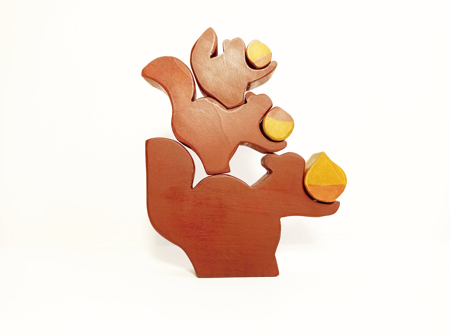 Wooden stacking squirrel toy, waldorf wooden toy stacker, gift for kids, wooden toy set, waldorf inspired, kids stacker toy birthday gift