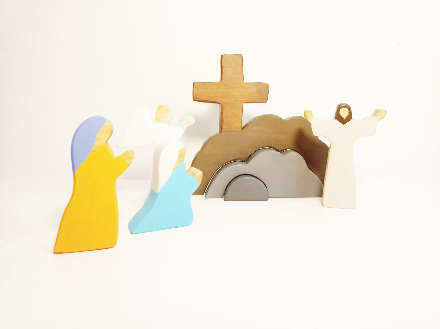 Easter nativity scene, resurrection scene, christian decor, easter wooden decoration, religious easter home decor, jesus risen home decor