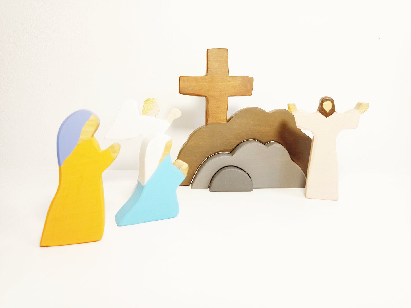 Easter nativity scene, resurrection scene, christian decor, easter wooden decoration, religious easter home decor, jesus risen home decor