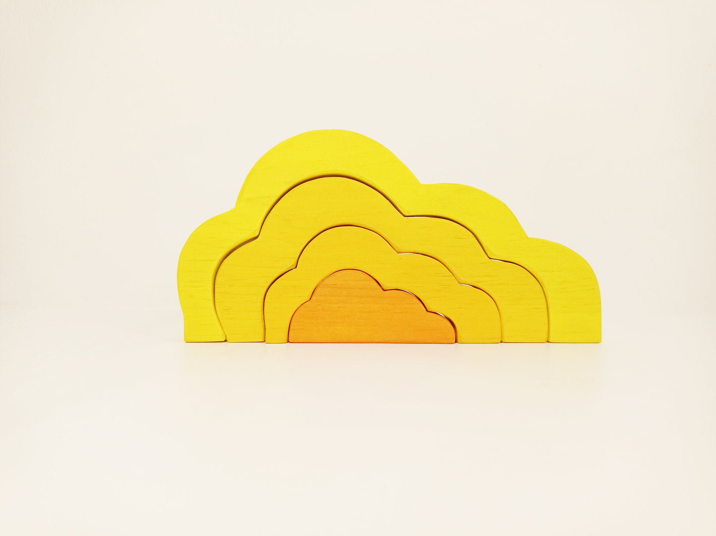 Yellow sunset cloud stacker,toy cloud stacker, wooden stacking waldorf inspired toy, cloud toy nursery decor, stacking toy, christmas gift,