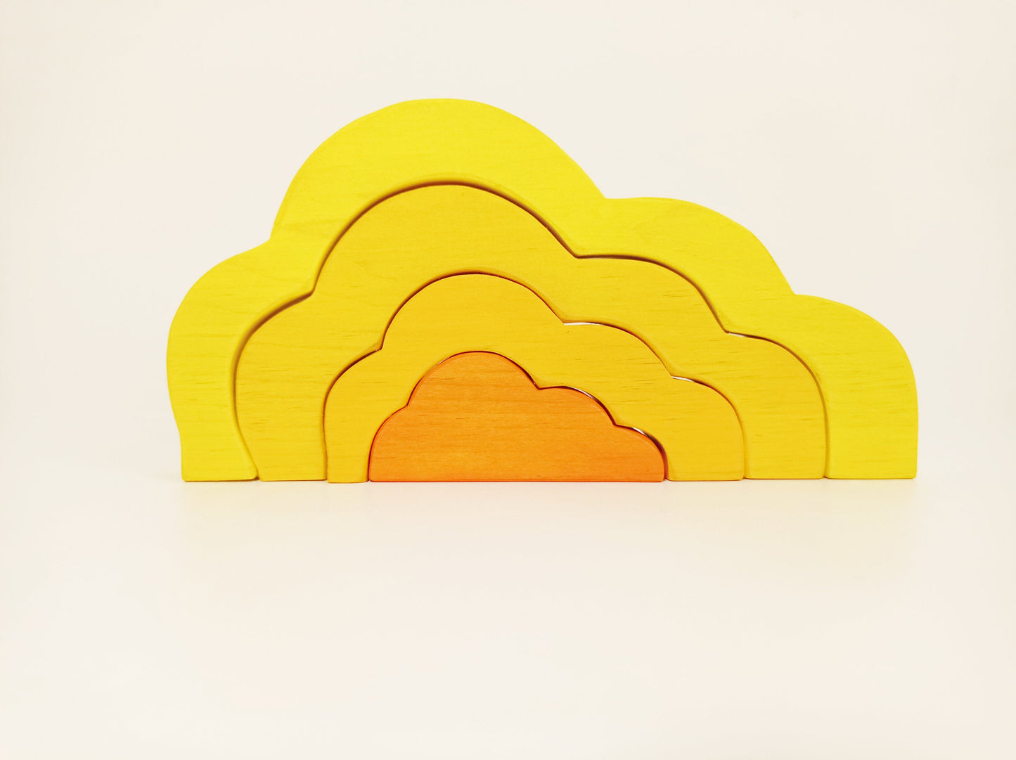 Yellow sunset cloud stacker,toy cloud stacker, wooden stacking waldorf inspired toy, cloud toy nursery decor, stacking toy, christmas gift,