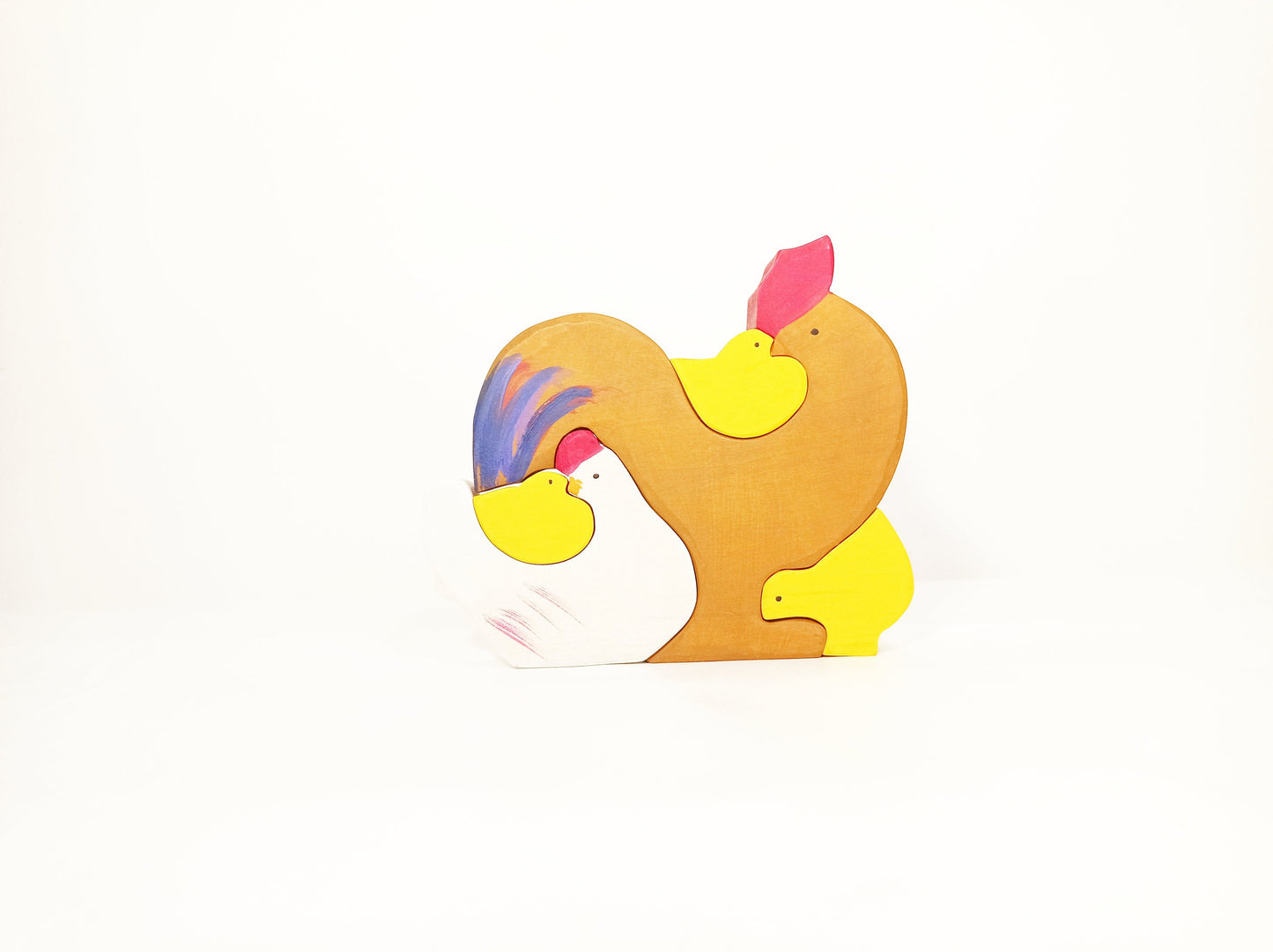 Chicken family wooden toy set, wooden puzzle toy,farm animals wooden toy set, imaginative play, seasonal table decoration, chickens toy
