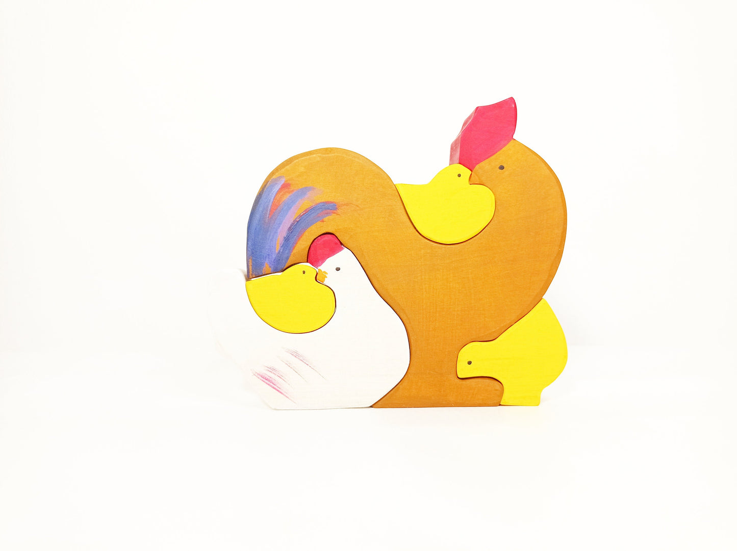 Chicken family wooden toy set, wooden puzzle toy,farm animals wooden toy set, imaginative play, seasonal table decoration, chickens toy
