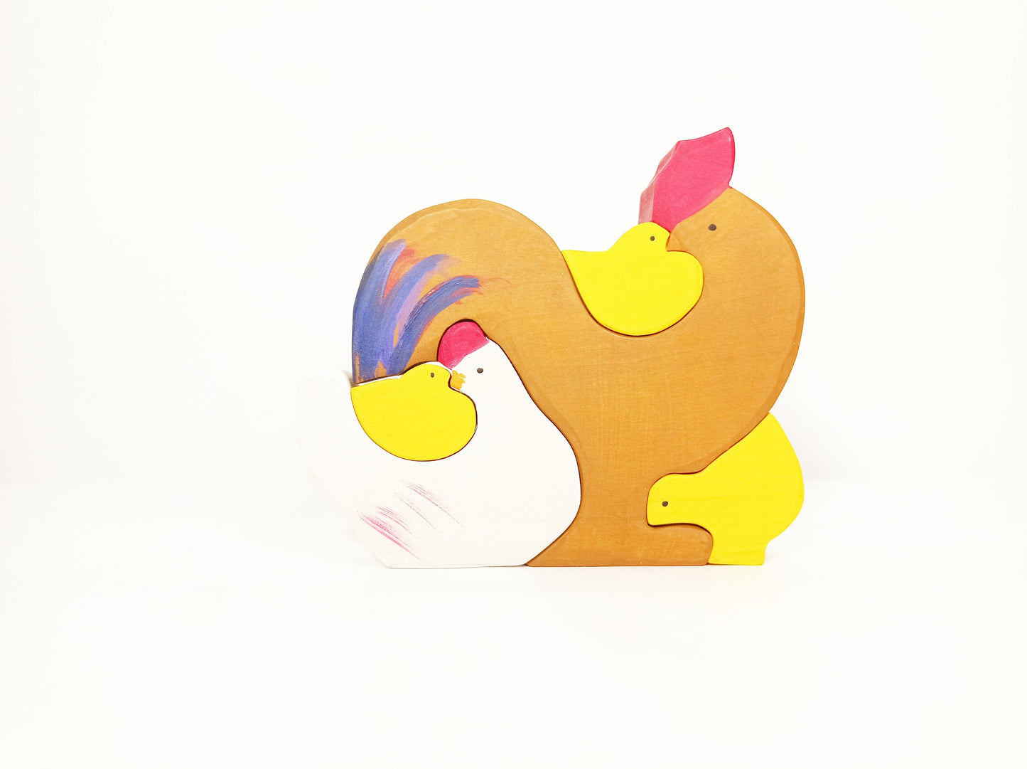 Chicken family wooden toy set, wooden puzzle toy,farm animals wooden toy set, imaginative play, seasonal table decoration, chickens toy