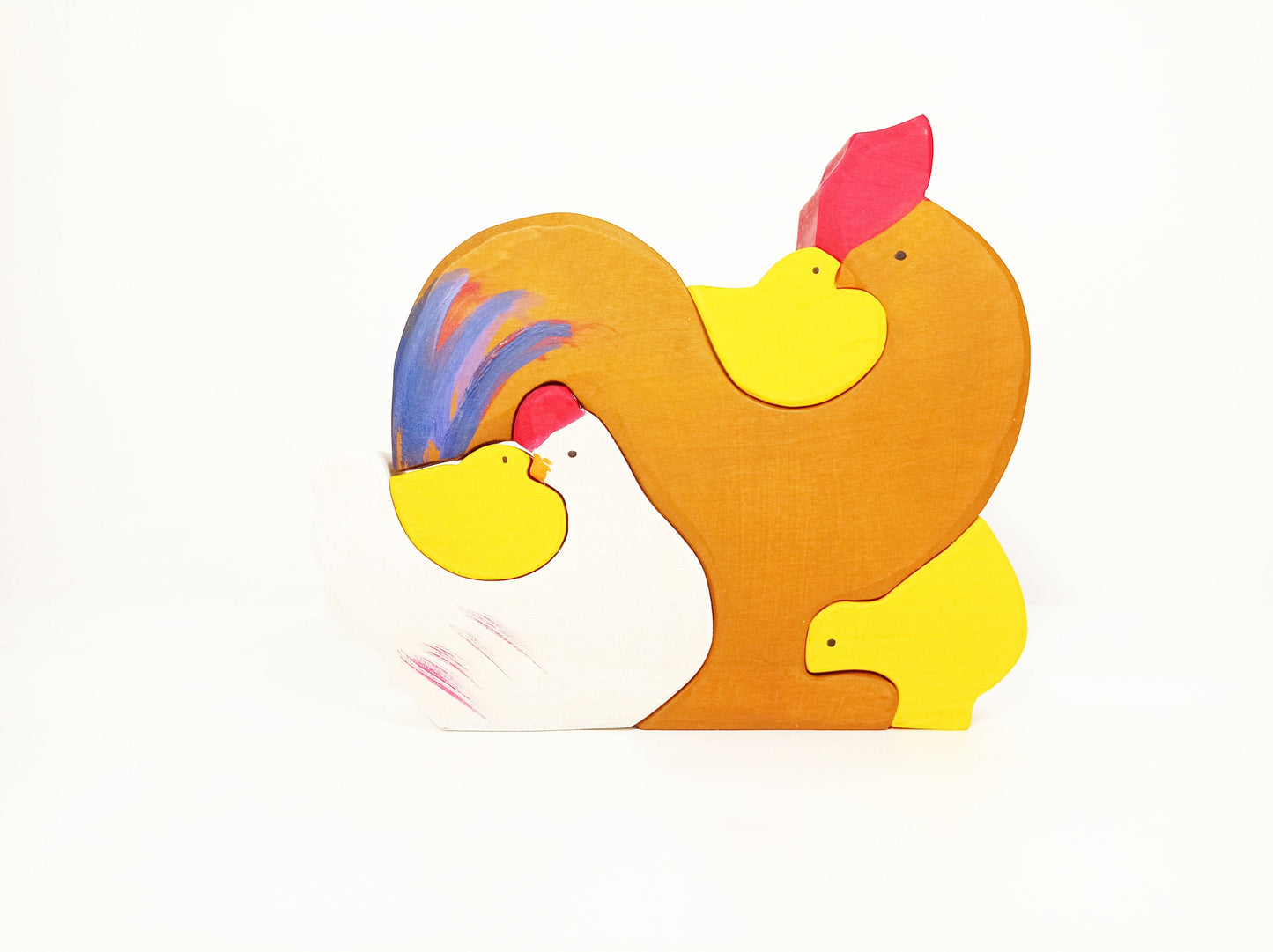 Chicken family wooden toy set, wooden puzzle toy,farm animals wooden toy set, imaginative play, seasonal table decoration, chickens toy