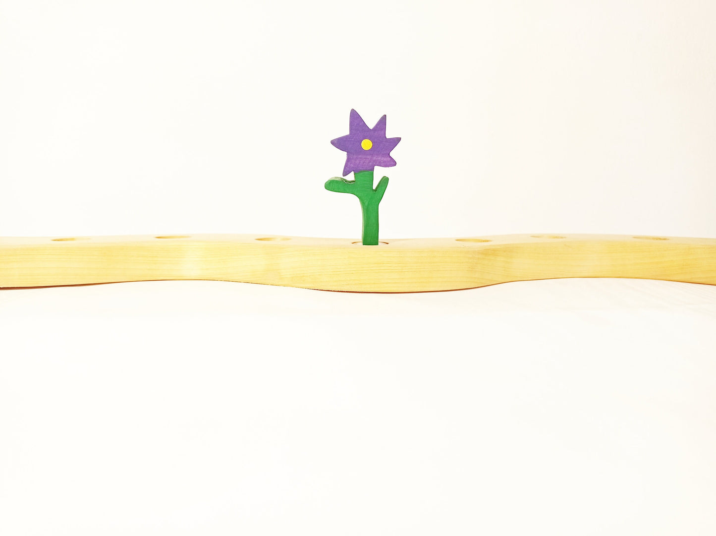 Purple flower celebration ring ornament, birthday ring decoration, waldorf wooden ring, seasonal table decor, flower waldorf wooden ornament