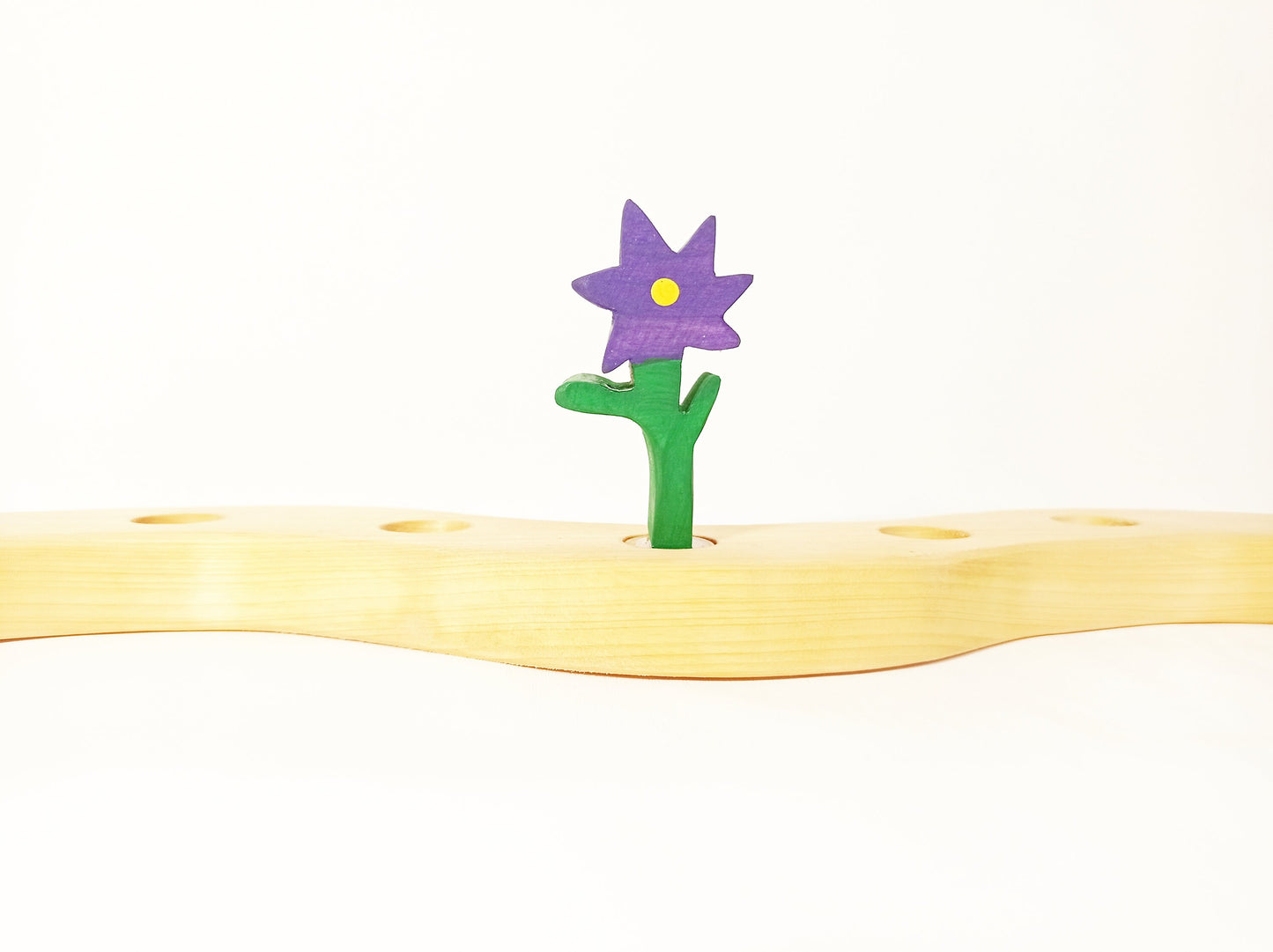 Purple flower celebration ring ornament, birthday ring decoration, waldorf wooden ring, seasonal table decor, flower waldorf wooden ornament