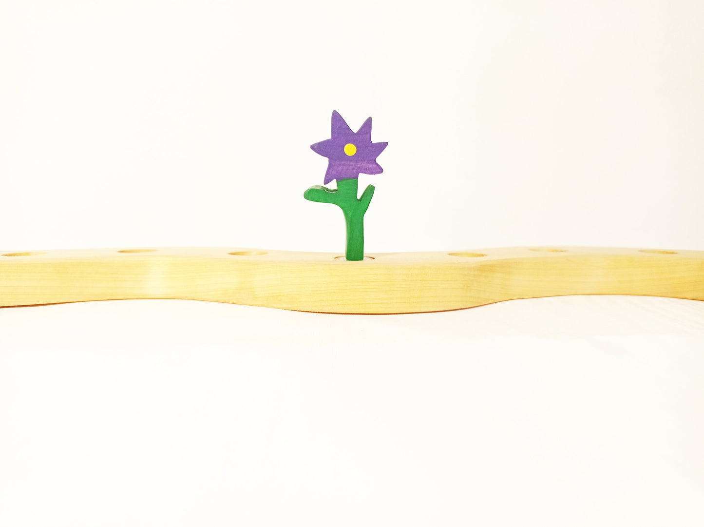 Purple flower celebration ring ornament, birthday ring decoration, waldorf wooden ring, seasonal table decor, flower waldorf wooden ornament