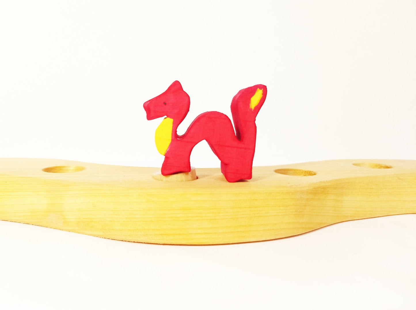 Red dragon celebration ring ornament, waldorf inspired birthday ring ornament, seasonal table decoration, waldorf wooden dragon, jaar ring