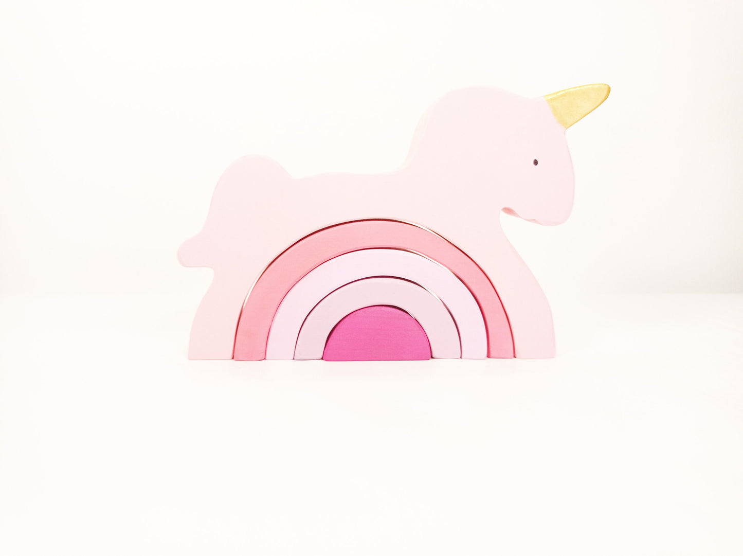 Unicorn stacking wooden toy, unicorn nursery decoration, open ended play, play room shelf decor, pink unicorn wooden toy, nesting wooden toy