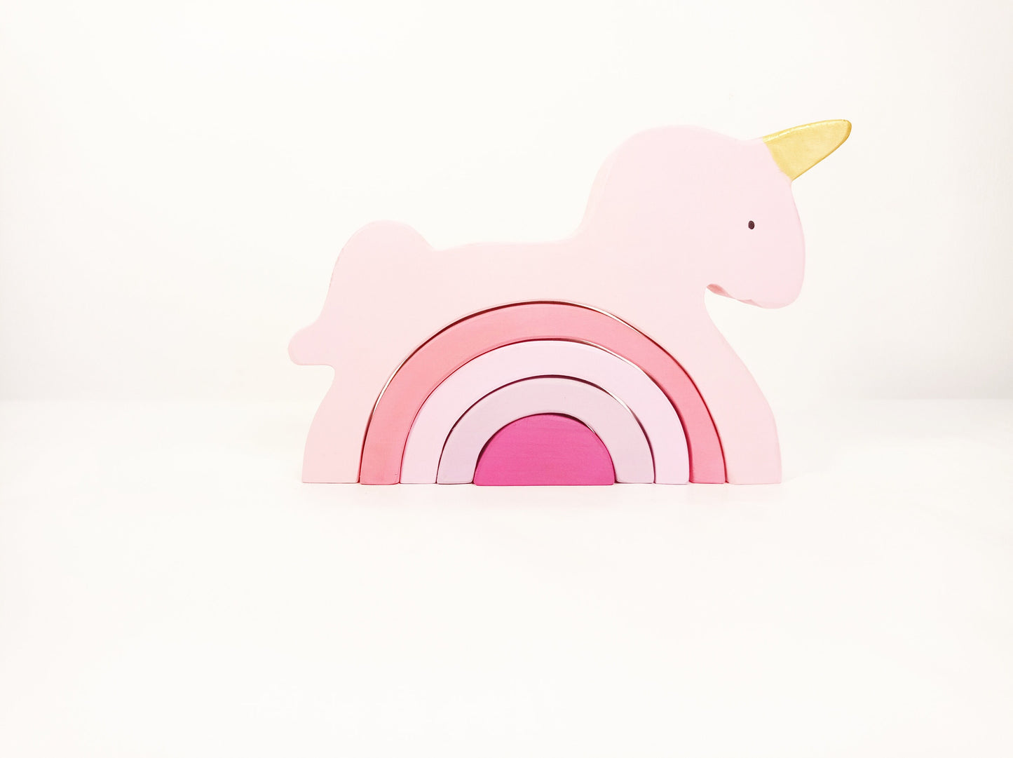 Unicorn stacking wooden toy, unicorn nursery decoration, open ended play, play room shelf decor, pink unicorn wooden toy, nesting wooden toy