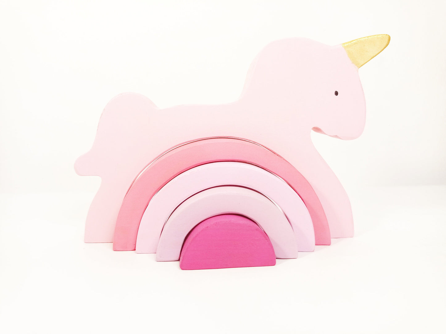 Unicorn stacking wooden toy, unicorn nursery decoration, open ended play, play room shelf decor, pink unicorn wooden toy, nesting wooden toy