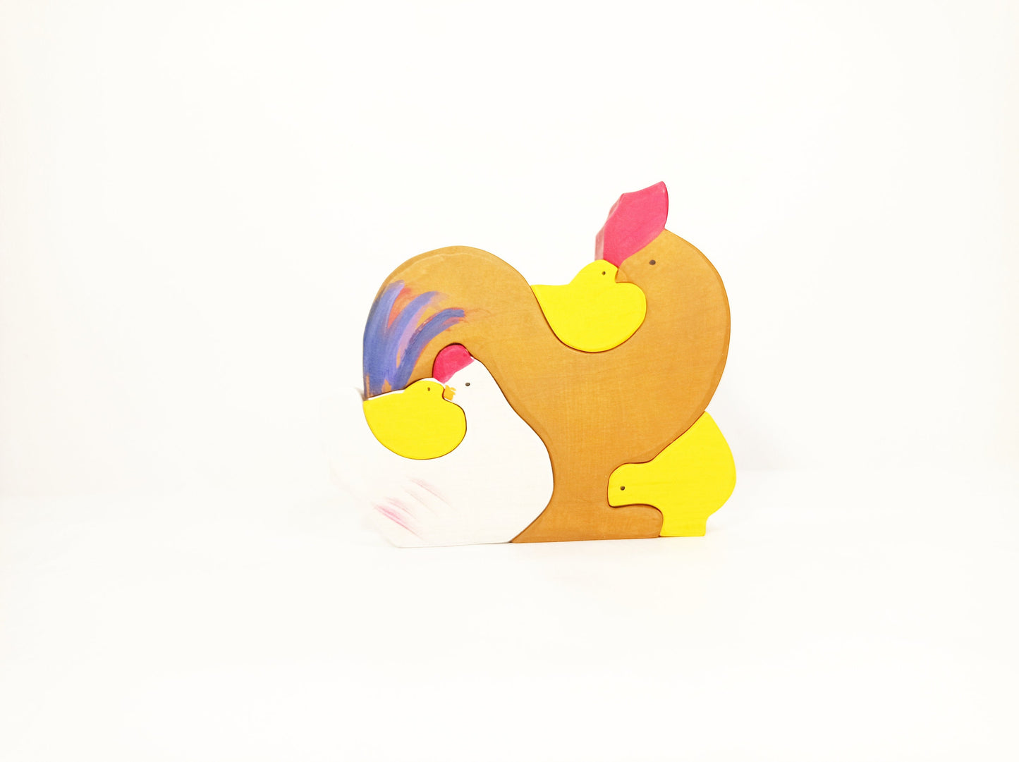 Chicken family wooden toy set, wooden puzzle toy,farm animals wooden toy set, imaginative play, seasonal table decoration, chickens toy