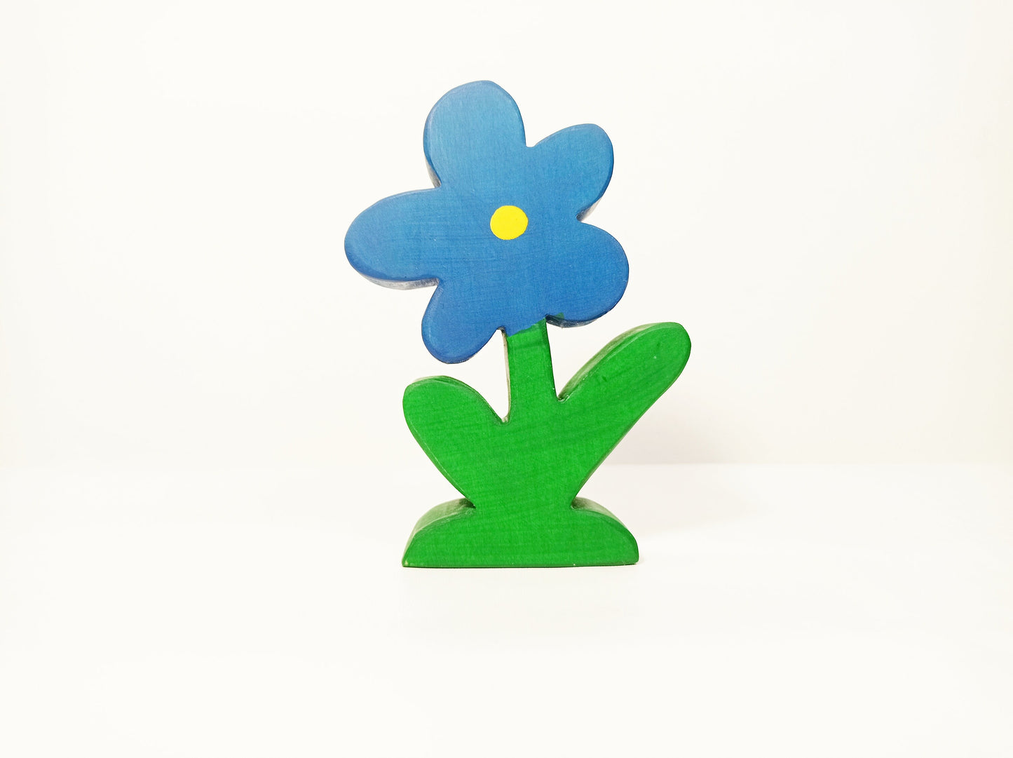 Blue flower wooden toy tired tray decor