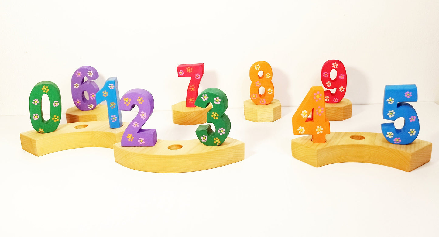 10 flower numbers birthday ring ornament set