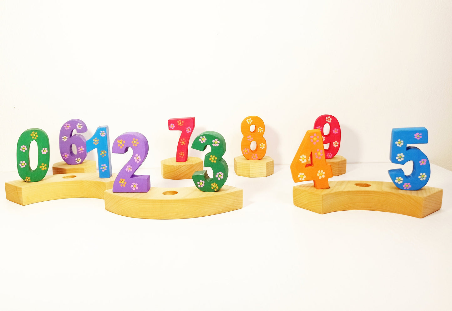 10 flower numbers birthday ring ornament set